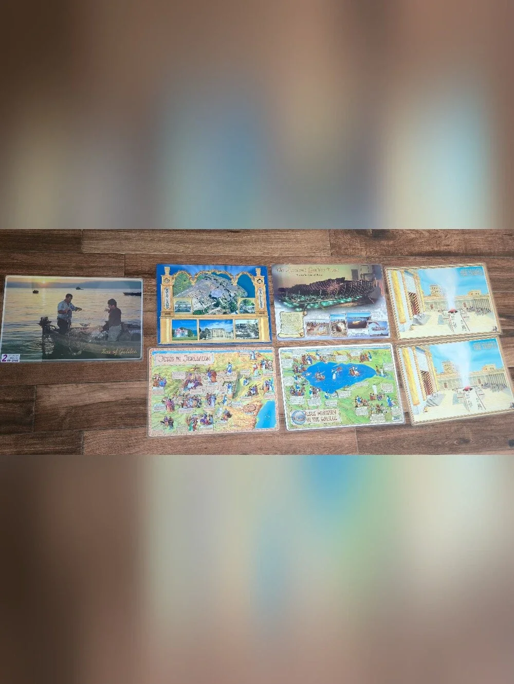 LOT 7 Galilee Lake Sea Placemats Christian Holy Land Miracles Teachings of Jesus